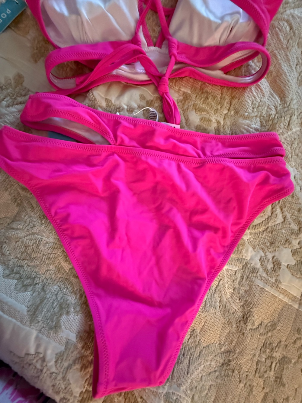 Brand New Popvil Hot Pink Two-Piece Cut Out Bikini - Picture 4 of 12